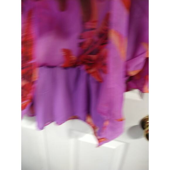 Sofia Jeans Woman XXL Pullover Blous Tank Semi Sheer Leaf Faux Wrap Baby Doll - Picture 4 of 7